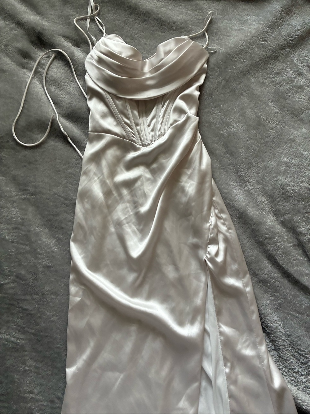 Satin Cowl Neck Wedding Slip Dress in Ivory